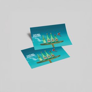 Deux flyer bleus sur fond gris